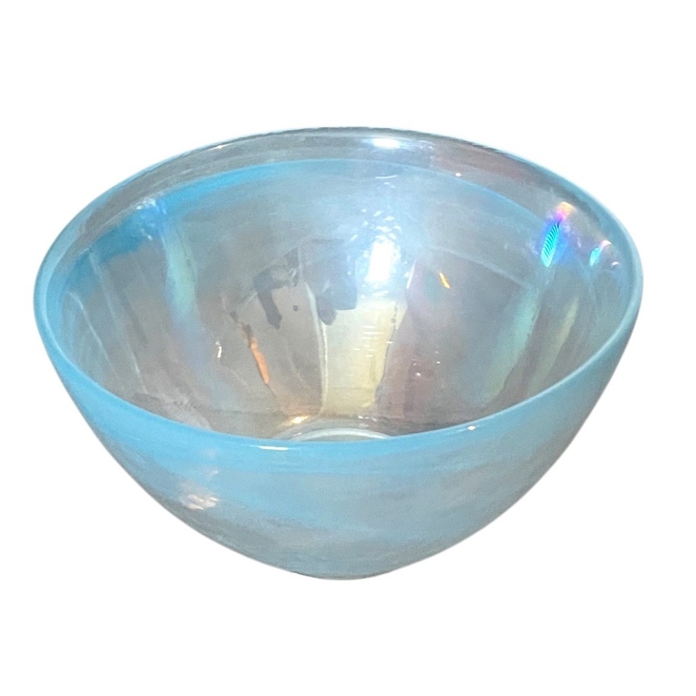 Opalescent Blue Swirl Iridescent Cereal/Dessert Bowl Scandinavisch Design, NEW